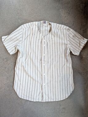 NWOT %100 Wool Ebbets Field Baseball Flannel Jersey XL Pinstripes